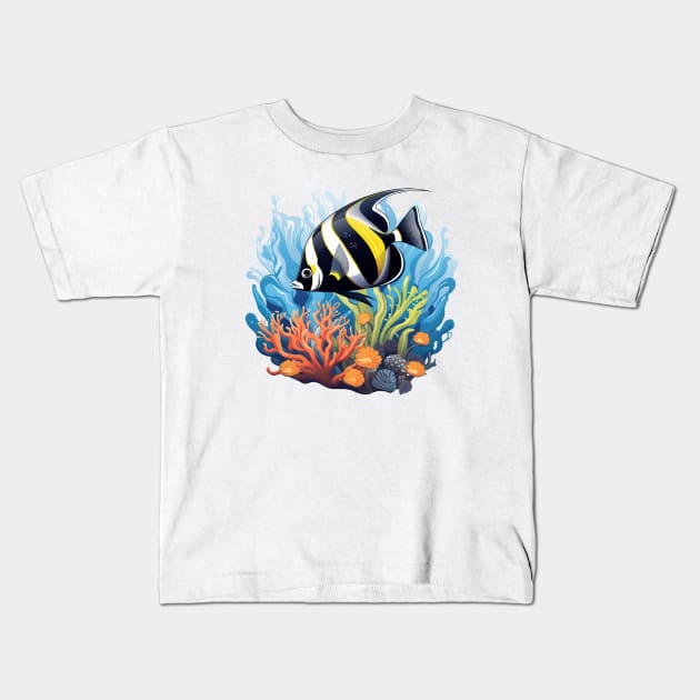 Moorish Idol Kids T-Shirt by zooleisurelife